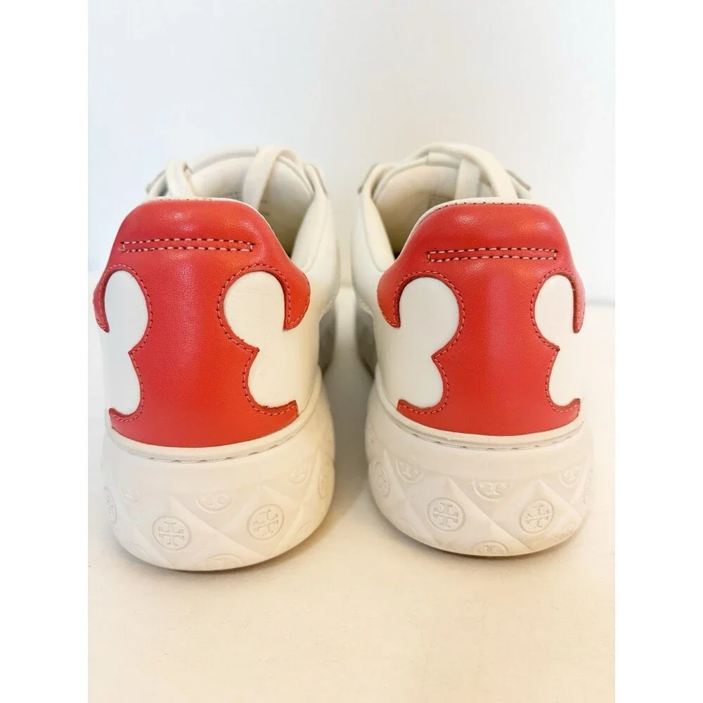 Tory Burch Ladybug Leather Sneakers Trainer Purity Coral Crush US 8